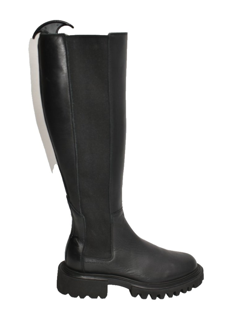 New! Allsaints Maeve Knee High Chelsea Boot Black Leather 36 6 Us Dd456c